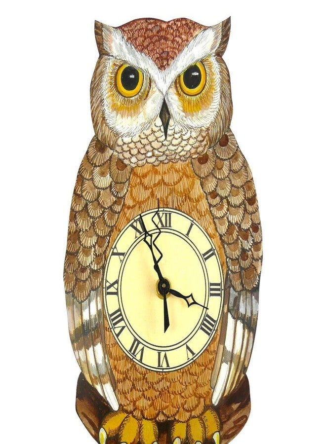 Modern Artisans Night Owl Pendulum Wall Clock Brown - Image 4